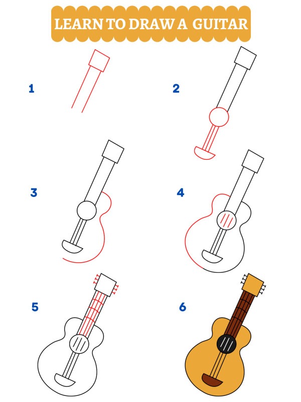 Como desenhar uma guitarra
