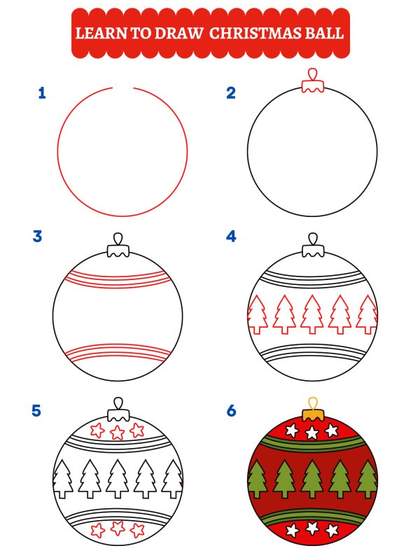 Como desenhar uma bola de enfeite de Natal