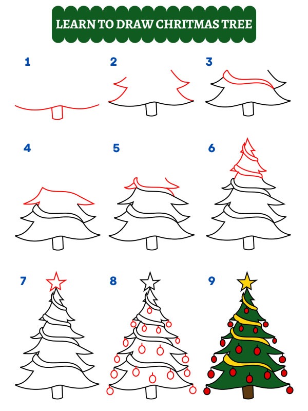 Como desenhar uma árvore de Natal