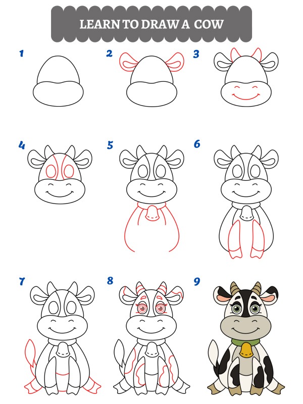 Como desenhar uma vaca