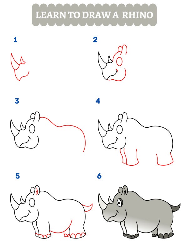 Como desenhar um rinoceronte