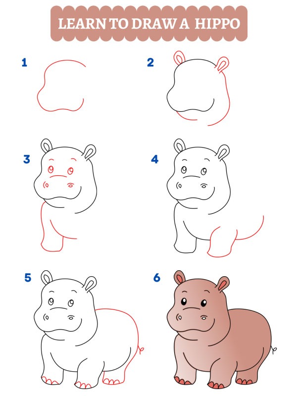 Como desenhar um hipopótamo