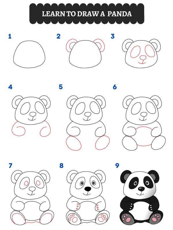 Como desenhar um panda