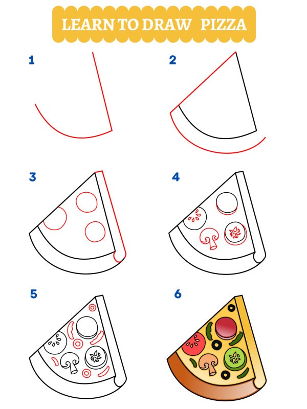 Como desenhar uma fatia de pizza