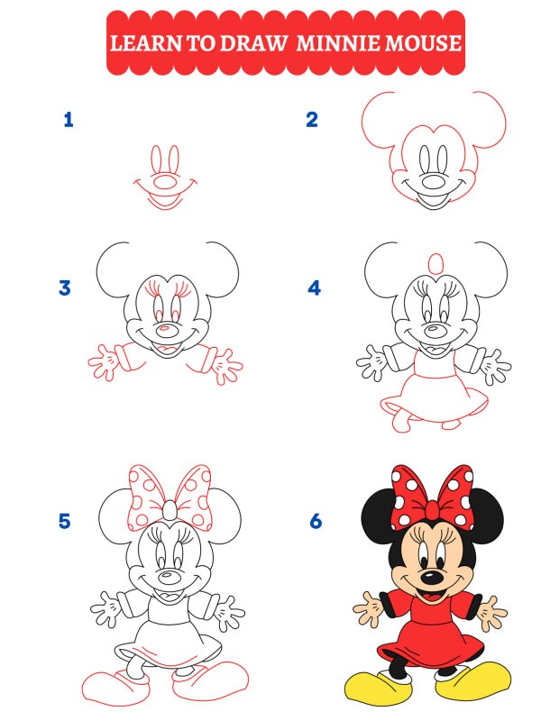 Como desenhar a Minnie Mouse?