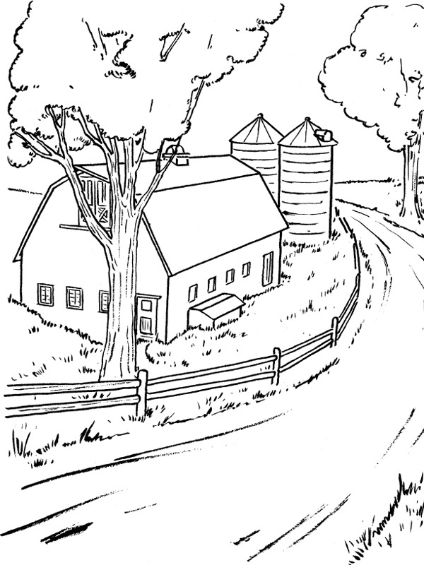 Paisagem de fazenda Desenho para Colorir Paisagem de fazenda Desenho para Colorir