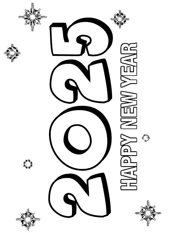 Feliz Ano Novo 2025 Desenho para Colorir Feliz Ano Novo 2025 Desenho para Colorir