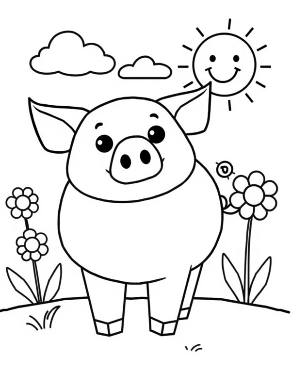 Porco engraçado Desenho para Colorir Porco engraçado Desenho para Colorir