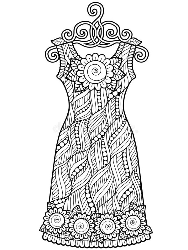 Vestido Desenho para Colorir Vestido Desenho para Colorir