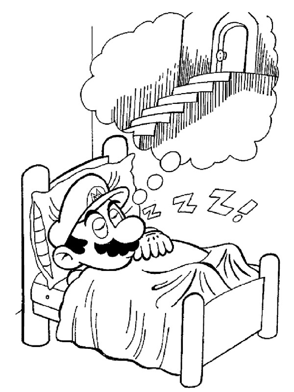 Mario está dormindo Desenho para Colorir Mario está dormindo Desenho para Colorir