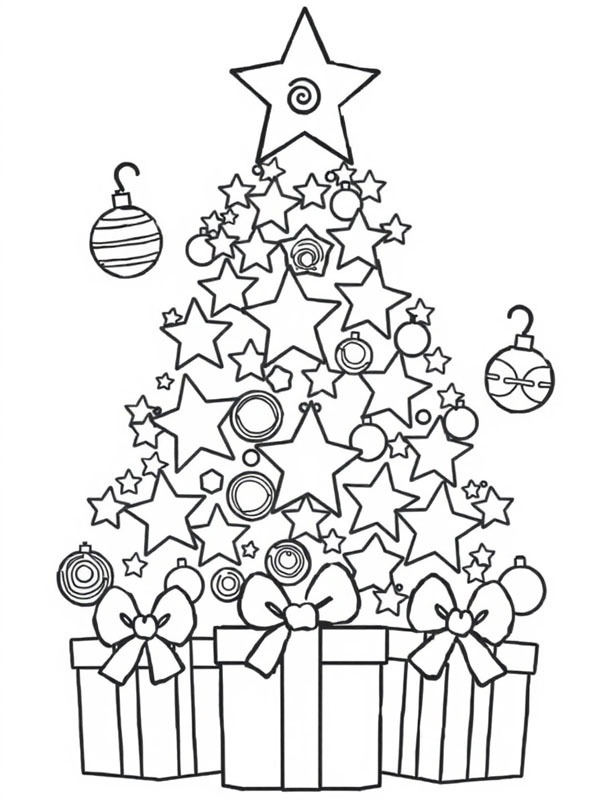 Árvore de Natal de estrelas Desenho para Colorir Árvore de Natal de estrelas Desenho para Colorir