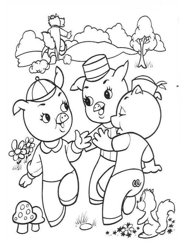 Os três porquinhos e o lobo mau Desenho para Colorir Os três porquinhos e o lobo mau Desenho para Colorir