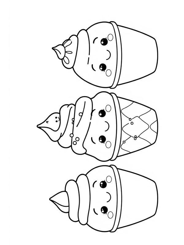 3 sorvetes kawaii Desenho para Colorir 3 sorvetes kawaii Desenho para Colorir