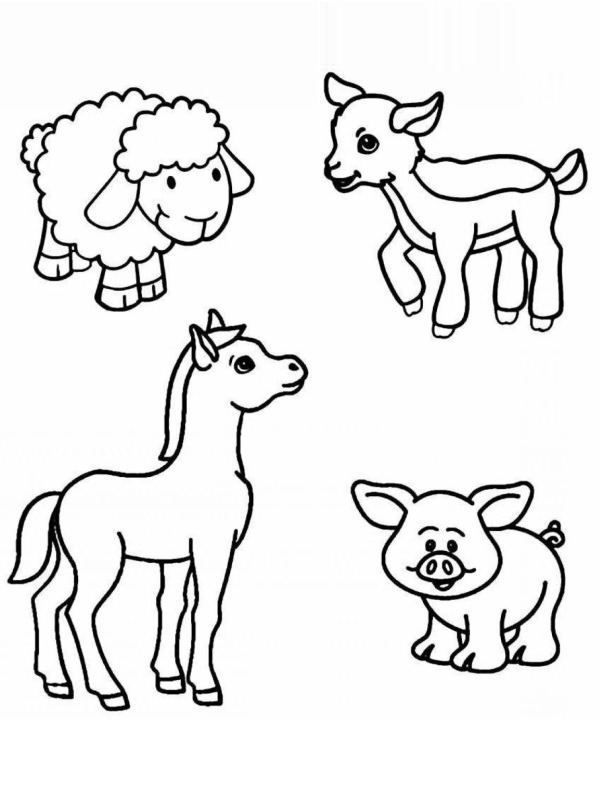 4 animais da fazenda Desenho para Colorir 4 animais da fazenda Desenho para Colorir
