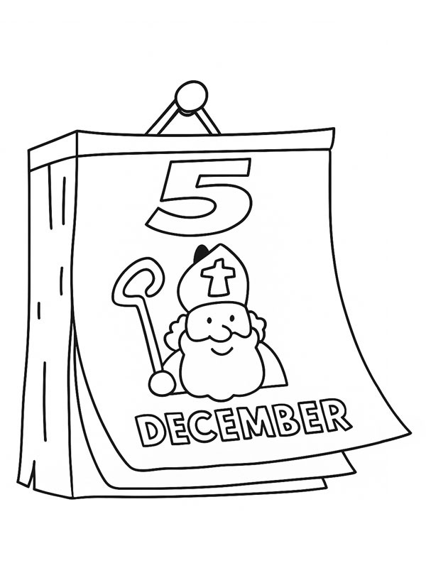 Calend&aacute;rio de 5 de dezembro Desenho para Colorir