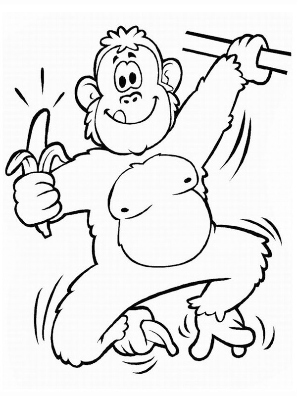 Macaco segurando banana Desenho para Colorir Macaco segurando banana Desenho para Colorir
