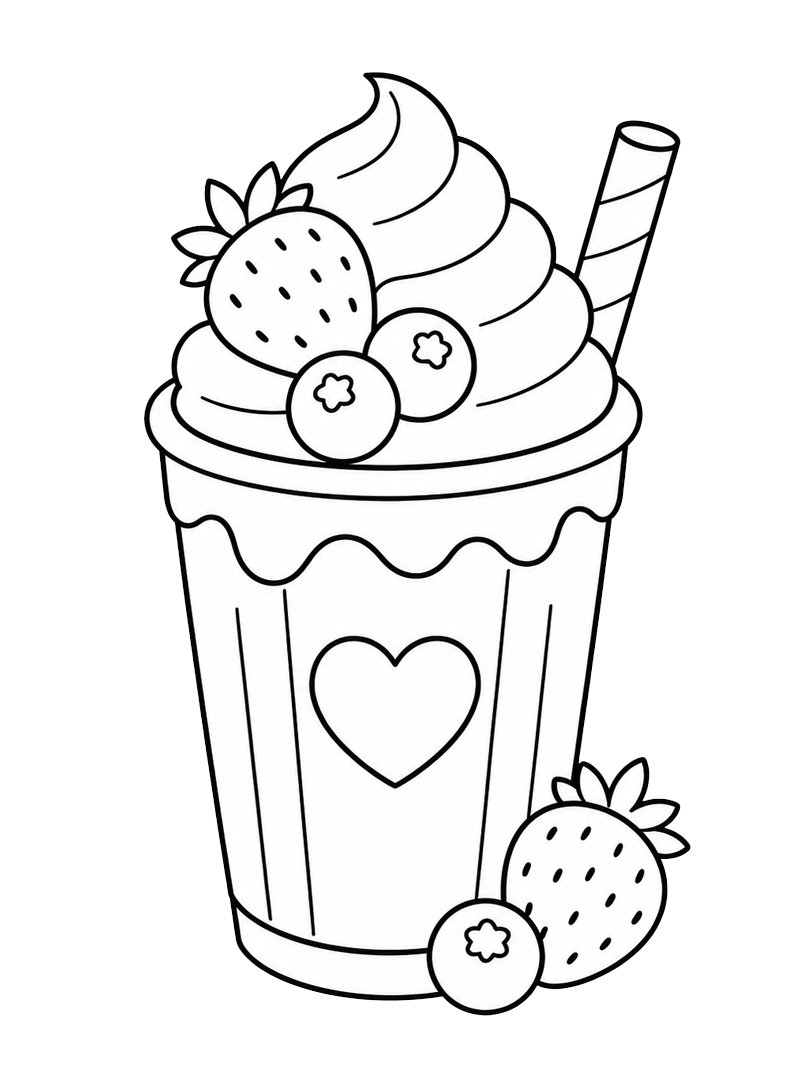 Milk-shake de morango Desenho para Colorir
