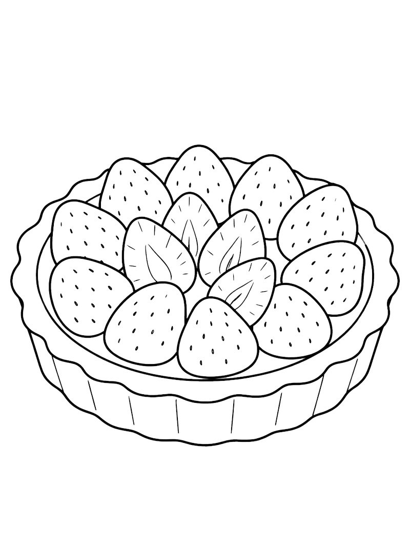 Bolo de morango Desenho para Colorir