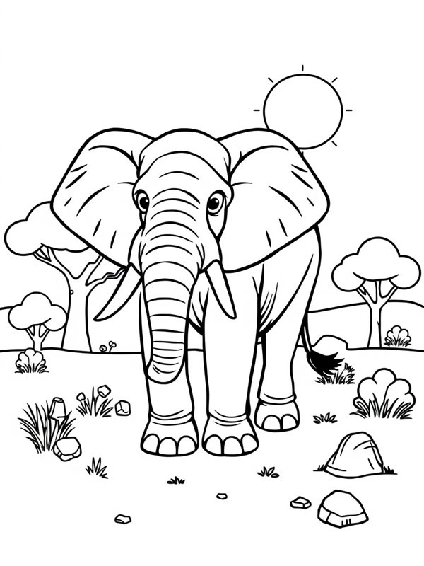 Elefante africano Desenho para Colorir Elefante africano Desenho para Colorir