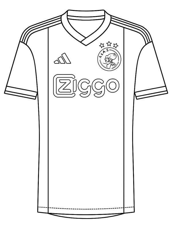 Camisa do time de futebol do Ajax Desenho para Colorir Camisa do time de futebol do Ajax Desenho para Colorir