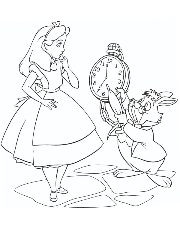 Alice e o Coelho Branco Desenho para Colorir Alice e o Coelho Branco Desenho para Colorir