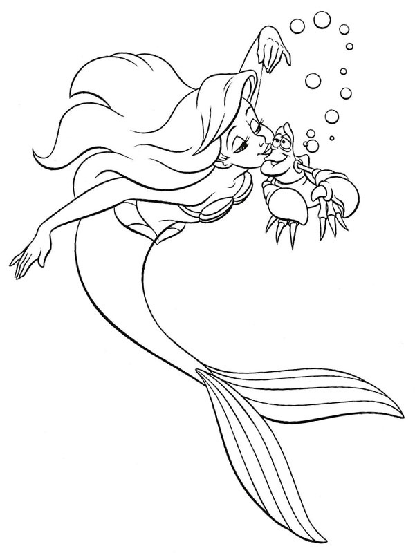 Ariel e caranguejo Sebastião Desenho para Colorir Ariel e caranguejo Sebastião Desenho para Colorir