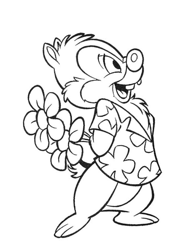 Tico e Teco com flores Desenho para Colorir Tico e Teco com flores Desenho para Colorir