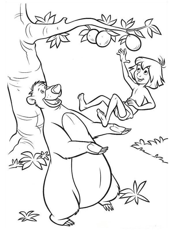 Baloo e Mogli brincando Desenho para Colorir Baloo e Mogli brincando Desenho para Colorir