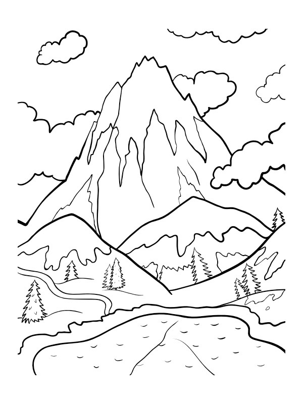 Paisagem de montanha Desenho para Colorir Paisagem de montanha Desenho para Colorir
