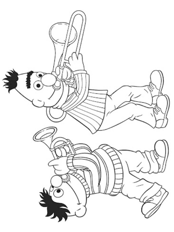 Beto e Ênio tocando trompete Desenho para Colorir Beto e Ênio tocando trompete Desenho para Colorir