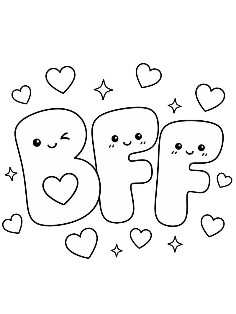 Letras BFF fofas Desenho para Colorir Letras BFF fofas Desenho para Colorir