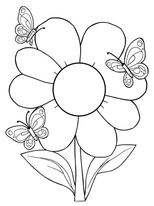 Flor com borboletas Desenho para Colorir Flor com borboletas Desenho para Colorir