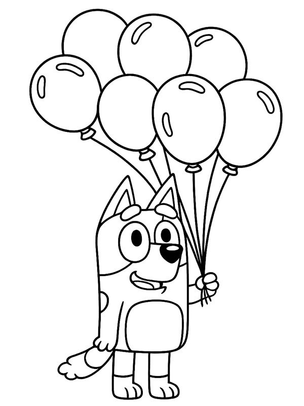 Bluey com bal&otilde;es Desenho para Colorir