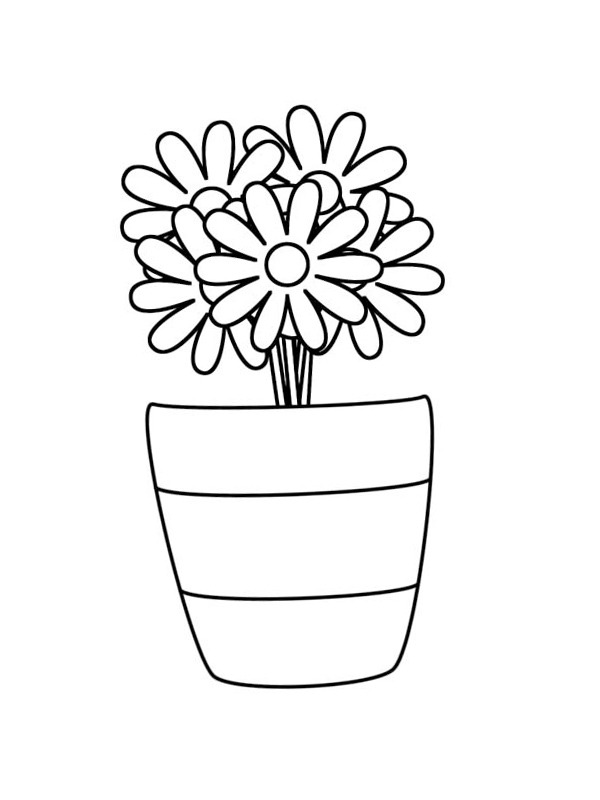 Buquê de margaridas em vaso Desenho para Colorir Buquê de margaridas em vaso Desenho para Colorir