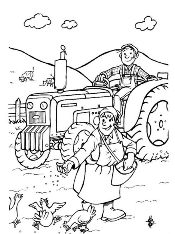 Fazendeiro e esposa Desenho para Colorir Fazendeiro e esposa Desenho para Colorir