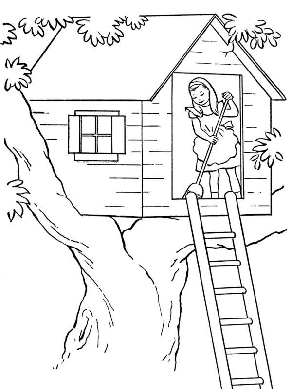 Casa na árvore Desenho para Colorir Casa na árvore Desenho para Colorir
