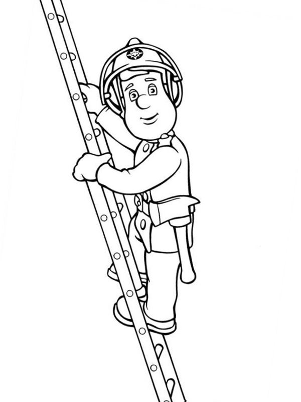 Bombeiro Sam subindo a escada Desenho para Colorir Bombeiro Sam subindo a escada Desenho para Colorir