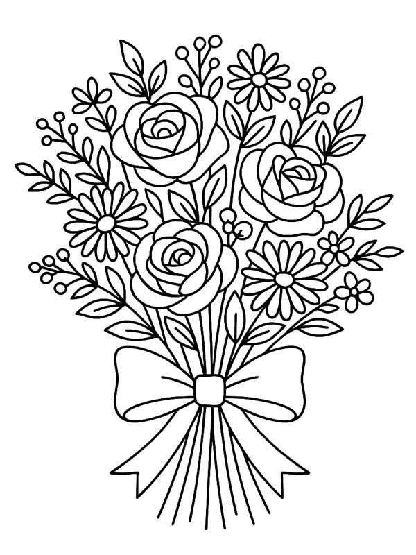 Buquê de noiva Desenho para Colorir Buquê de noiva Desenho para Colorir