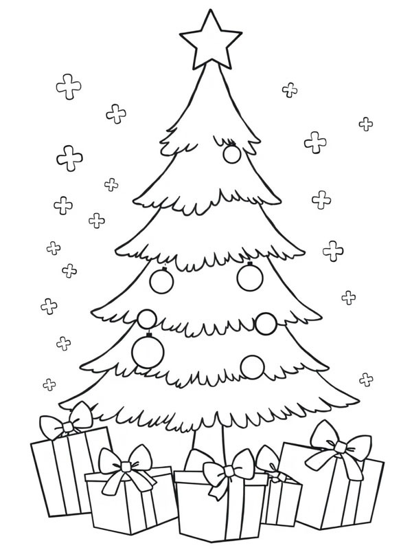 Presentes debaixo da árvore de Natal Desenho para Colorir Presentes debaixo da árvore de Natal Desenho para Colorir