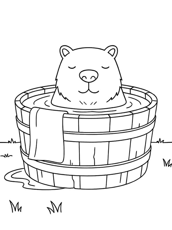 Capivara no balde Desenho para Colorir Capivara no balde Desenho para Colorir