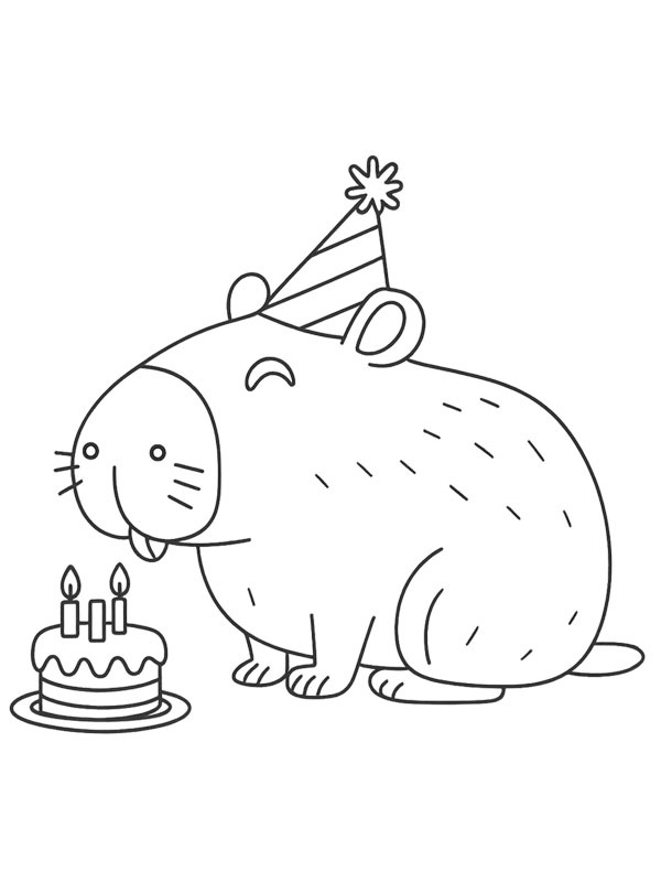 Aniversário da Capivara Desenho para Colorir Aniversário da Capivara Desenho para Colorir