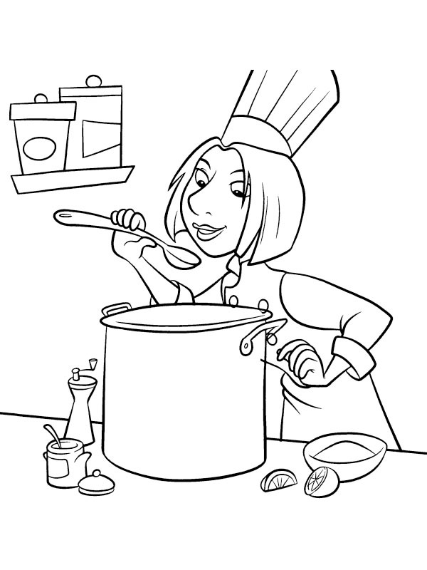 Colette prova a sopa do Linguini Desenho para Colorir Colette prova a sopa do Linguini Desenho para Colorir