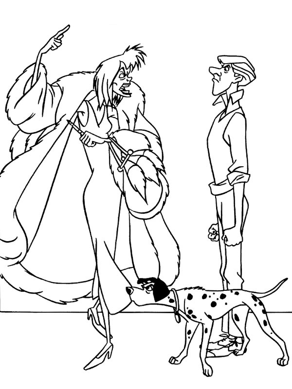 Cruella de Vil, Roger e Pongo Desenho para Colorir Cruella de Vil, Roger e Pongo Desenho para Colorir