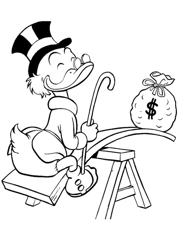 Tio Patinhas com dinheiro Desenho para Colorir Tio Patinhas com dinheiro Desenho para Colorir