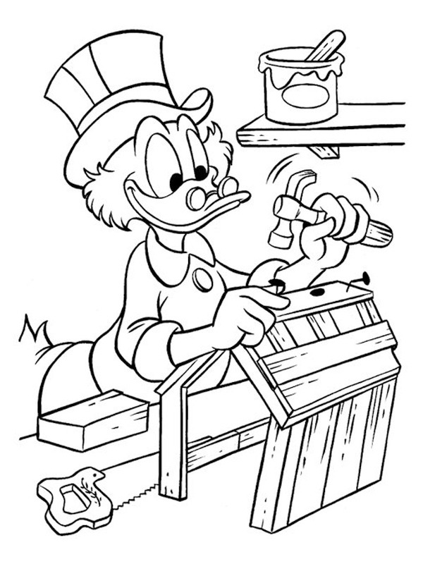 Tio Patinhas construindo Desenho para Colorir Tio Patinhas construindo Desenho para Colorir