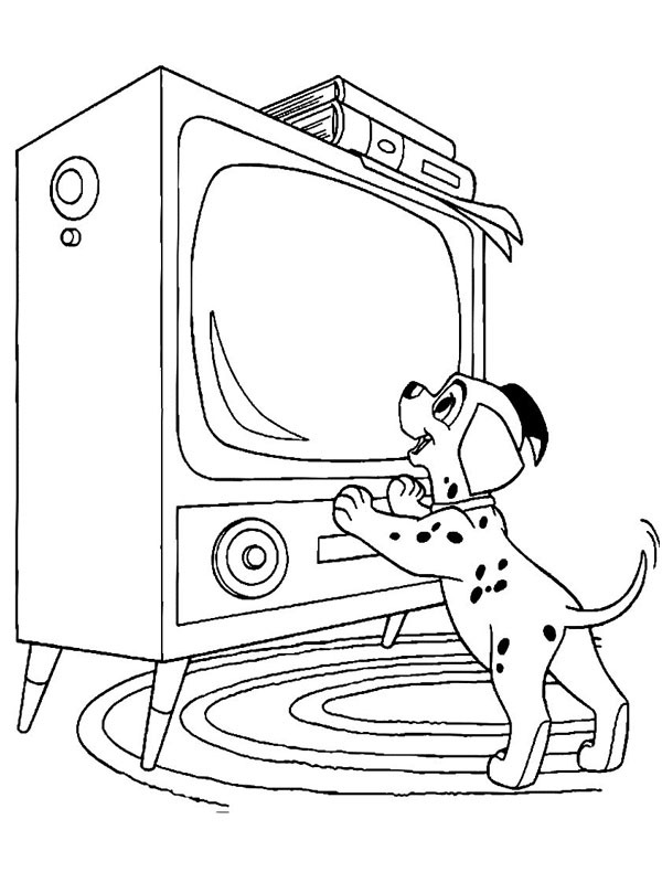 Dálmata assistindo TV Desenho para Colorir Dálmata assistindo TV Desenho para Colorir