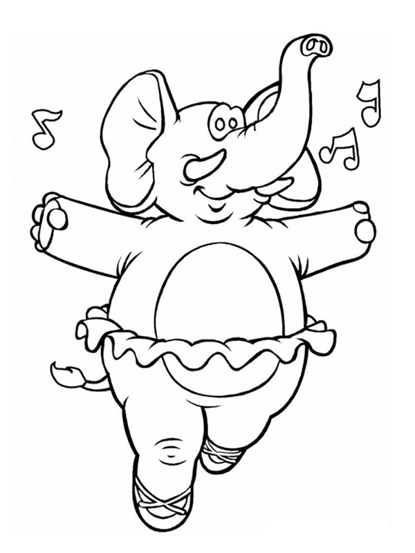 Elefante dançando Desenho para Colorir Elefante dançando Desenho para Colorir