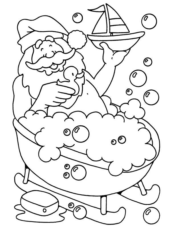Papai Noel no banho Desenho para Colorir Papai Noel no banho Desenho para Colorir