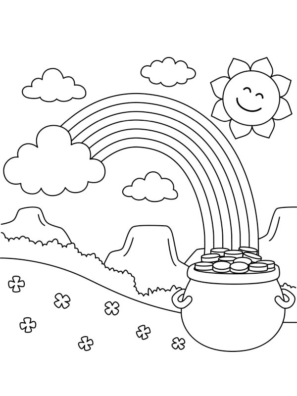 O pote de ouro no fim do arco-íris Desenho para Colorir O pote de ouro no fim do arco-íris Desenho para Colorir