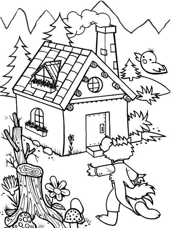 O lobo vai para a casa Desenho para Colorir O lobo vai para a casa Desenho para Colorir